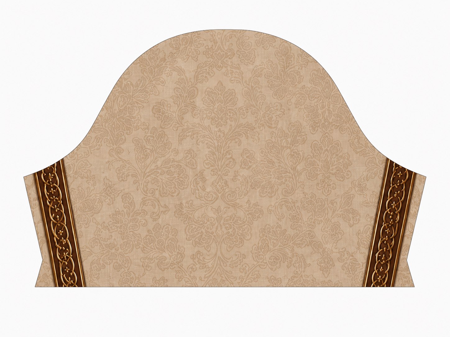 Conceito de capuz bege com laterais ornamentadas em dourado